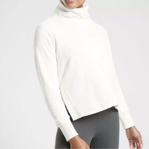 Athleta Double Cozy Karma Funnel Neck Pullover Sweatshirt Size S Small white
